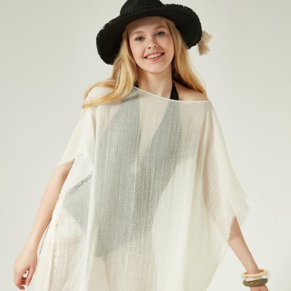 *Shabby Ecru *COVER UP* -STYLISH KIMONO- ~BEACH - Picture 1 of 3